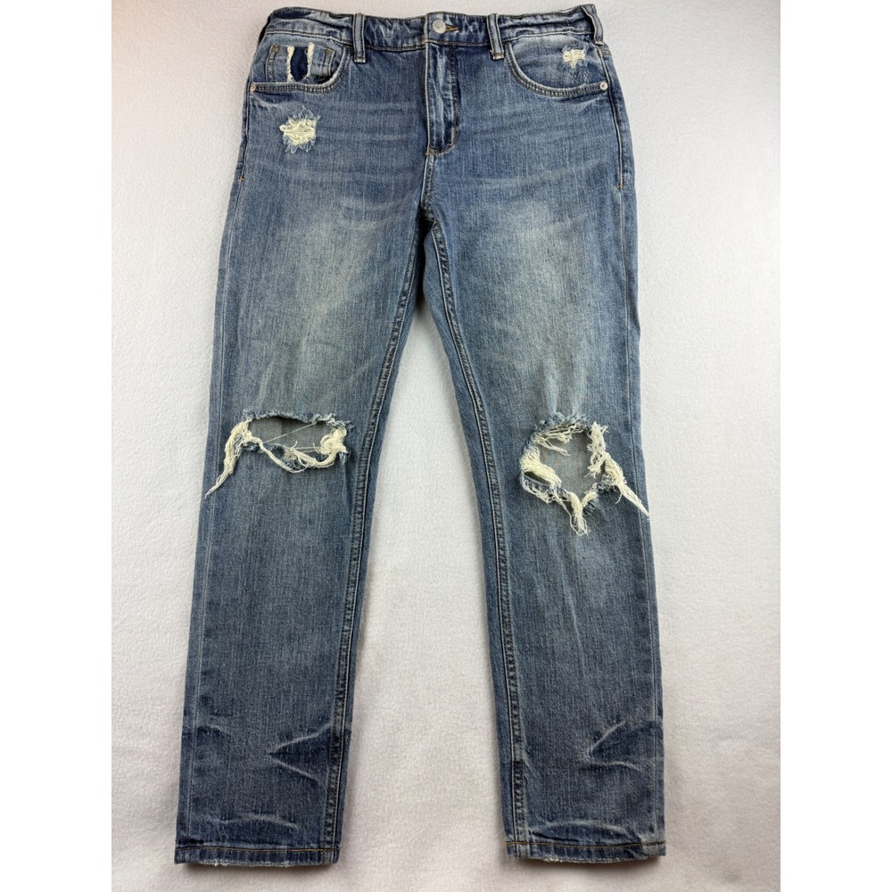 Pilcro The Slim Straight Jeans Distressed Ripped‎ Blue Wash Size 27
